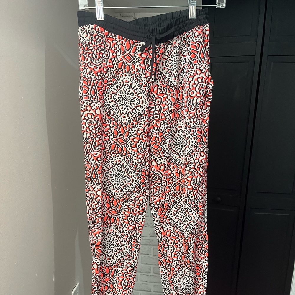 TopShop Neon Coral/Pink Mandala Pants made in Morocco US 4 UK 8